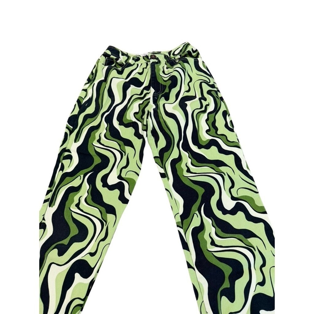 Another Girl Green‎ Swirl Print High Waisted Straight Leg Pants SZ 4